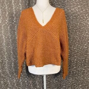 Arizona Jean Co Orange Sweater‎ V-Neck Cropped Women's Medium